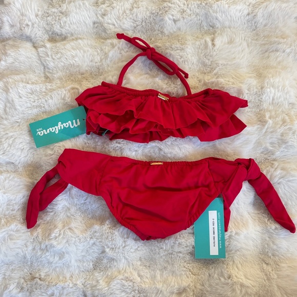 Kids Red Ruffle Bikini - Picture 4 of 4